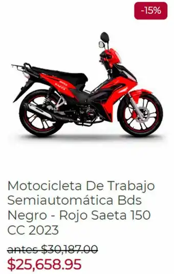 La Marina Motocicleta De Trabajo Semiautomática Bds Negro - Rojo Saeta 150 CC 2023 oferta