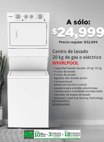 City Club Centro de lavado 20 kg de gas o eléctrico WHIRLPOOL oferta