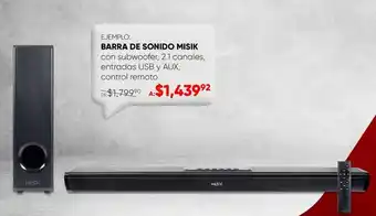 Barra de sonido bluetooth misik con subwoofer