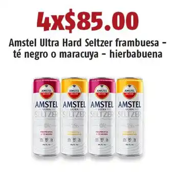 OXXO Amstel Ultra Hard Seltzer frambuesa té negro o maracuya - hierbabuena x 4 oferta