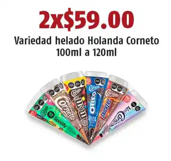 Variedad helado Holanda Corneto 100ml a 120ml x 2