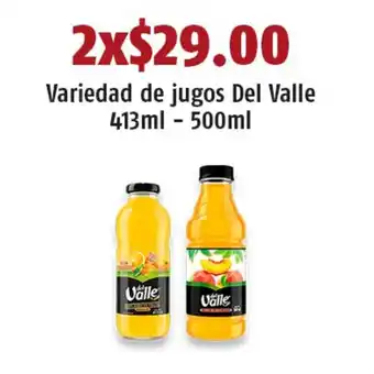 OXXO Variedad de jugos Del Valle 413ml - 500ml x 2 oferta