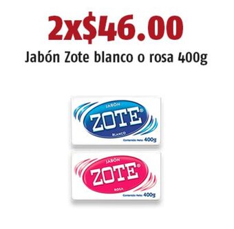 Jabón Zote blanco o rosa 400g x 2