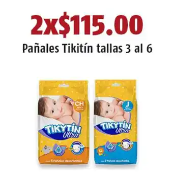 Pañales Tikitín tallas 3 al 6 x 2