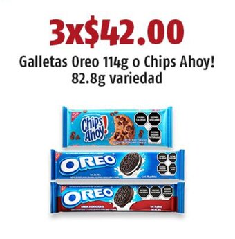 OXXO Galletas Oreo 114g o Chips Ahoy! 82.8g variedad x 3 oferta