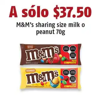OXXO M&M's sharing size milk o peanut 70g oferta