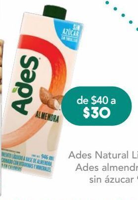 Farmacia San Pablo Ades almendra sab natural s/azu c/946ml oferta