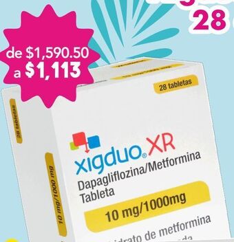 Farmacia San Pablo Xigduo xr tab 10/1000mg caj c/28 oferta