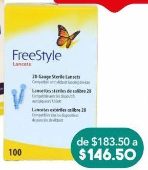 Farmacia San Pablo Freestyle lanceta calibre 28 c/100pzs oferta