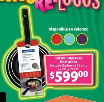Soriana Híper Set de 3 sartenes Tramontina Incluye: Sartén de 20 cm., 24 cm. y 28 cm. oferta
