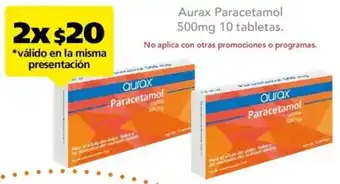 Aurax Paracetamol 500mg 10 tabletas.