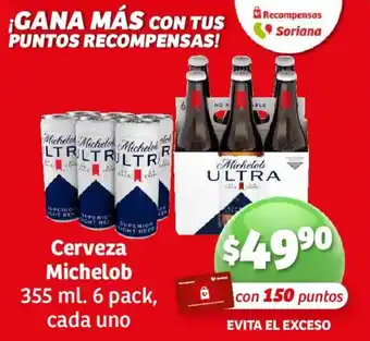 Soriana Mercado Cerveza Michelob 355 ml. 6 pack, cada uno oferta