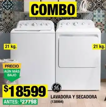 The Home Depot COMBO GE LAVADORA Y SECADORA 21 kg. (138994) oferta
