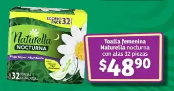 Soriana Súper Toalla femenina Naturella nocturna con alas 32 piezas oferta