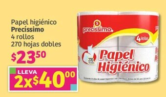 Soriana Súper Papel higiénico Precíssimo 4 rollos 270 hojas dobles oferta