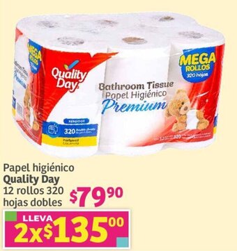 Soriana Express Papel higiénico Quality Day 12 rollos 320 hojas dobles oferta