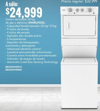 City Club Centro de lavado 20 kg de gas o eléctrico WHIRLPOOL oferta