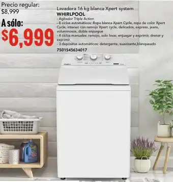 City Club Lavadora 16 kg blanca Xpert system WHIRLPOOL oferta