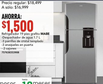 City Club Refrigerador 19 pies grafito MABE oferta