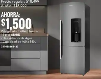 City Club Refrigerador bottom freezer 15 pies MABE oferta