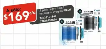12 pack negro o azul mediano + Progrex PILOT 72838191847 72838191854