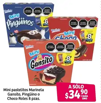 Soriana Súper Mini Pastelitos Marinela Gansito, Pingüino o Choco Roles 8 pzas oferta
