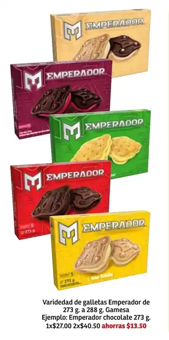 Soriana Súper Varidedad de Galletas Emperador de 273g., a 288g. Gamesa oferta