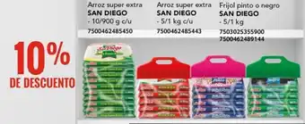 Arroz super extra - 10/900 g - 5/1kg, Frijol pinto o negro - 5/1 kg SAN DIEGO
