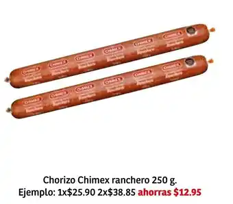 Soriana Súper Chorizo Chimex Ranchero 250g oferta