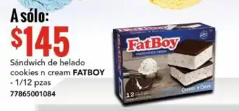 City Club Sándwich de helado cookies n cream FATBOY - 1/12 pzas oferta