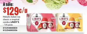 City Club Helado italian ice classic o tropical combo LINDY'S - 1/6 pzas 8152940000830 8152940002056 oferta