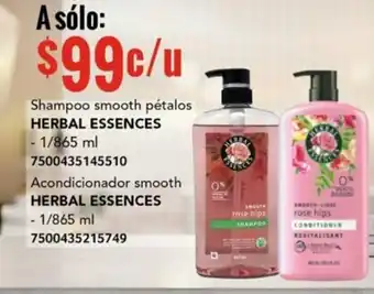 City Club Shampoo smooth pétalos -1/865 ml y Acondicionador smooth HERBAL ESSENCES -1/865 ml oferta