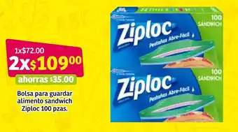 Soriana Súper Bolsa para Guardar Alimento Sandwich Ziploc 100 pzas oferta