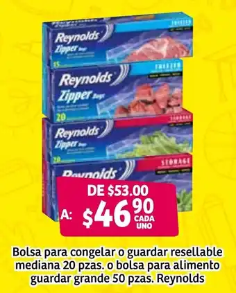 Bolsa para Cingelar o Guardar Resellable Mediana 20 pzas. o Bolsa para Alimento Guardar Grande 50 pzas. Reynolds