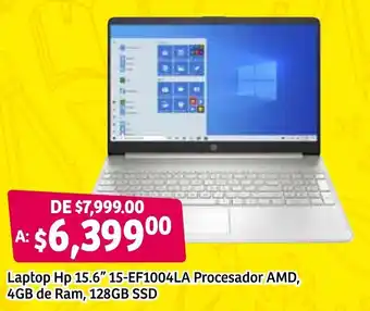 Soriana Súper Laptop Hp 15.6" 15-EF1004LA Procesador AMD, $GB de Ram, 128GB SSD oferta
