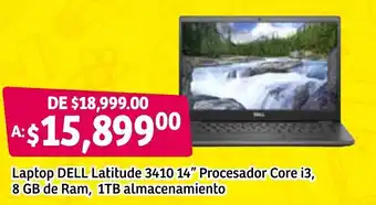 Laptop Dell Latitude 3410 14" Procesador Core i3, 8GB de Ram, 1TB Almacenamiento