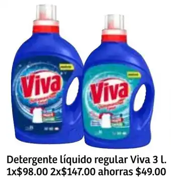 Soriana Súper Detergente Líquido Regular Viva 3L oferta