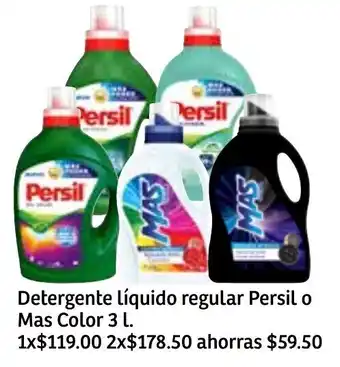 Detergente Líquido Regular Persil o Mas Color 3L