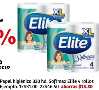 Soriana Súper Papel Higiénico 320hd. Softmax Elite 4 Rollos oferta