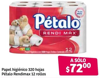 Soriana Súper Papel Higiénico 320 Hojas Pétalo Rendimax 12 Rollos oferta
