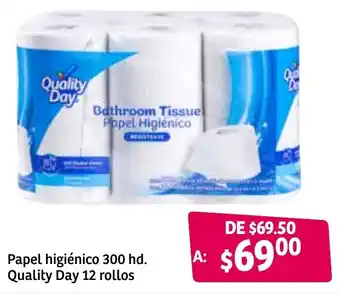Soriana Súper Papel Higiénico 300 hd. Quality Day 12 Rollos oferta