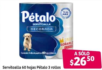 Soriana Súper Servitoalla 60 Hojas Pétalo 3 Rollos oferta