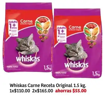 Soriana Súper Whiskas Carne Receta Original 1.5kg oferta