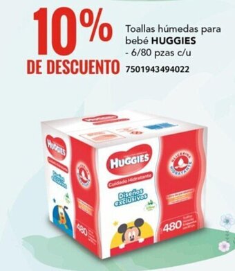 City Club Toallas húmedas para bebé HUGGIES - 6/80 pzas c/u oferta