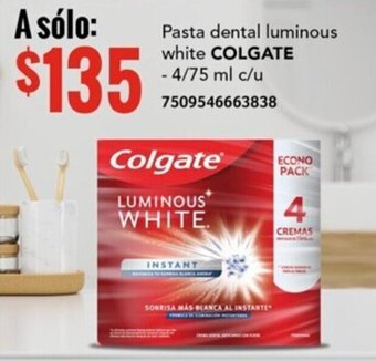 City Club Pasta dental luminous white COLGATE - 4/75 ml c/u oferta