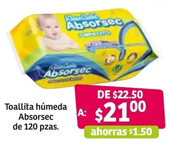 Soriana Súper Toallita Húmeda Absorsec de 120 pzas. oferta