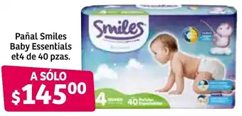 Soriana Súper Pañal Baby Essentials Et4 de 40 pzas oferta