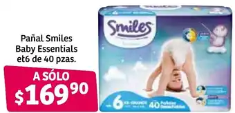 Pañal Smiles Baby Essentials Et6 de 40 pzas