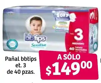 Soriana Súper Pañal bbtips Et.3 de 40 pzas oferta
