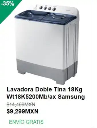 Lavadora Doble Tina 18Kg Wt18K5200Mb/ax Samsung